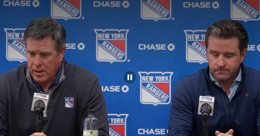 Mike Sullivan and Chris Drury talk to the press ahead of Training Camp